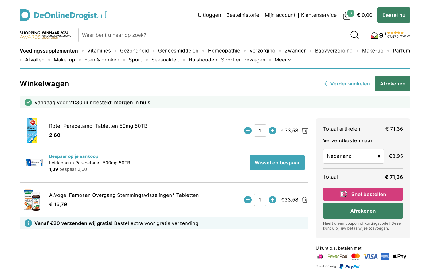 De Online Drogist website