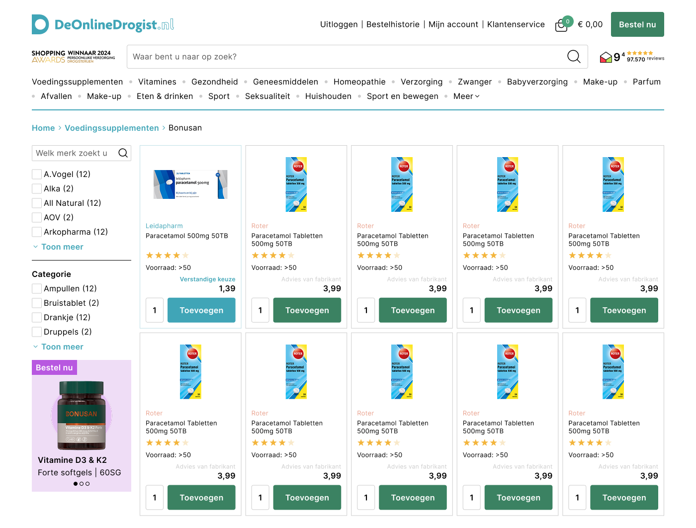 De Online Drogist productoverzicht