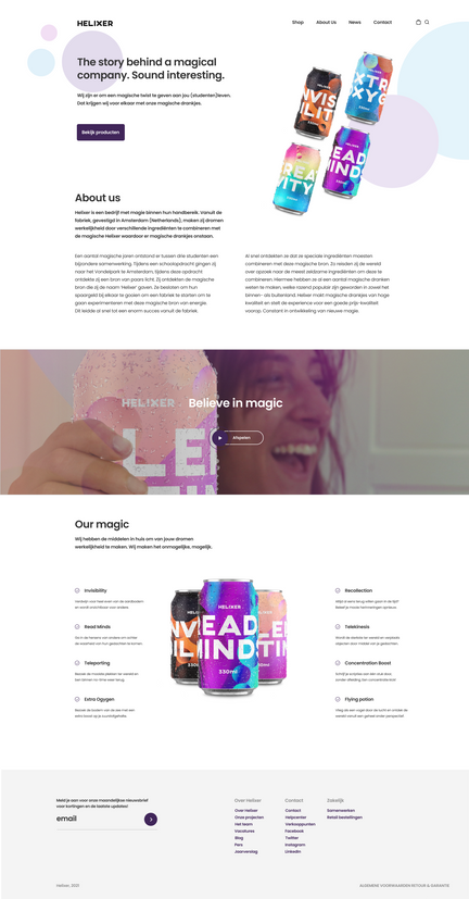 Helixer website design